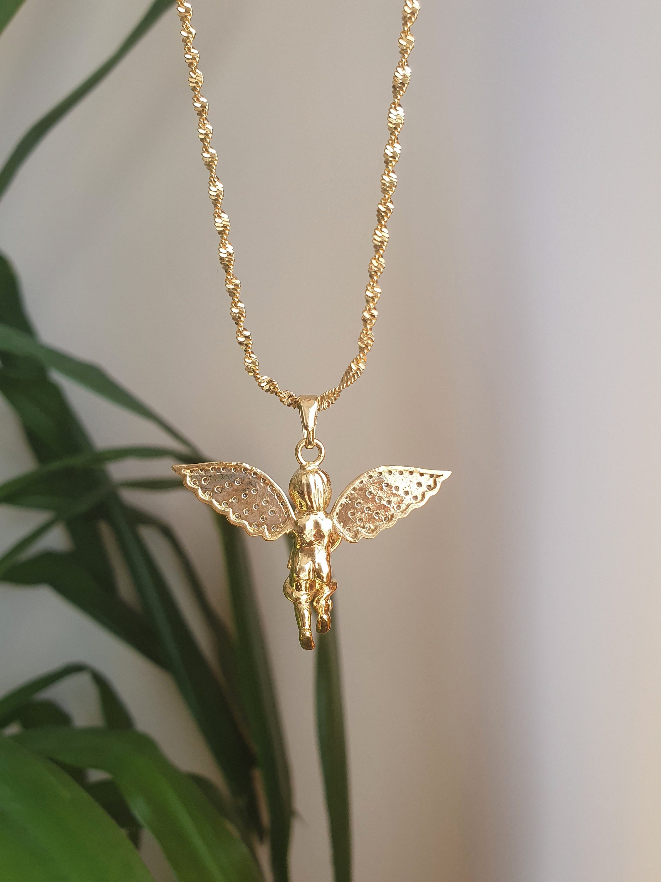 Angel Necklace Baby Angel Necklace Dainty Necklace . Cherub Etsy