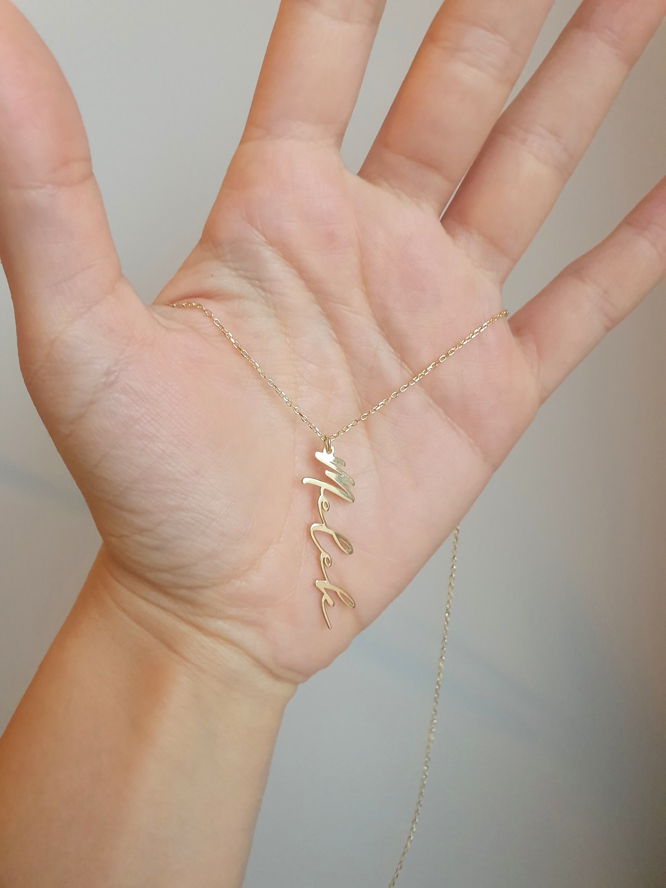 925 Sterling Silver Personalized Name Necklace Vertical Name Etsy