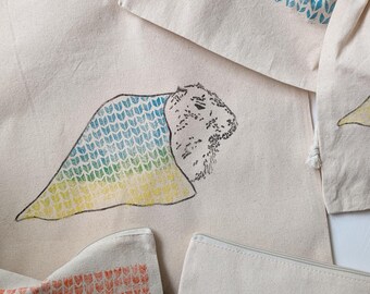 Knitty-bara Capybara Tote - Hand printed organic cotton tote bag