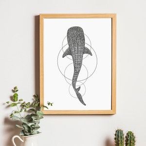 WHALE SHARK Art print - Ocean Illustration - LIMITED Edition - gift for ocean lovers and freedivers