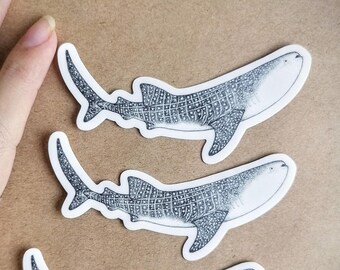 STICKER WALVISHAAI - Illustratie mariene biologie - voor oceaanliefhebbers en duikers