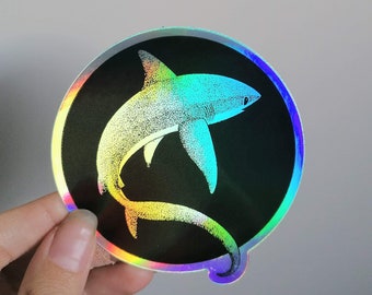 HOLOGRAPHIC STICKER Thresher Shark - for ocean lovers - marine biology tattoo inspiration