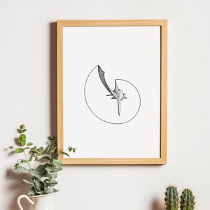 Shark Art print - SPIRAL SWIMMING SHARK - sea life illustration for ocean lovers - Limited Edition