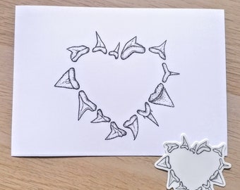 SHARK TEETH Art Print Shark Tooth Print Heart Shape Marine