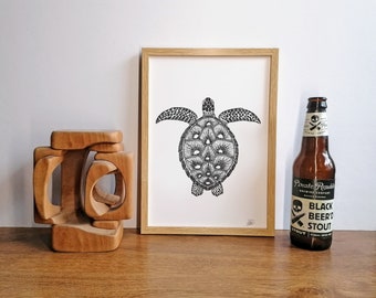 Impression d'art tortue de mer - Cadeau pour amoureux de l'océan en édition limitée
