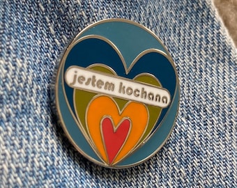 Loved (f) Polish Enamel Pin | Polish Enamel Pin | Jestem Kochana  | Loved Badge | Small Pick-Me-Up | Just Because Gift | Girlfriend Gift