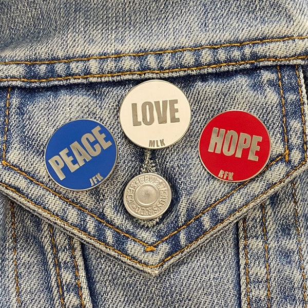 Peace Love Hope Inspirational Quote Pin Badges - Inspiring Stocking Stuffer For Conscious Minded People | Gift For Political Student