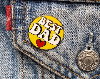Insignia "Eres mi mejor papá" / Pin de esmalte para papá / Insignia PopArt para papá / Pin del Día del Padre / Pequeño complemento adicional para papá / Día del papá / Te amo papá