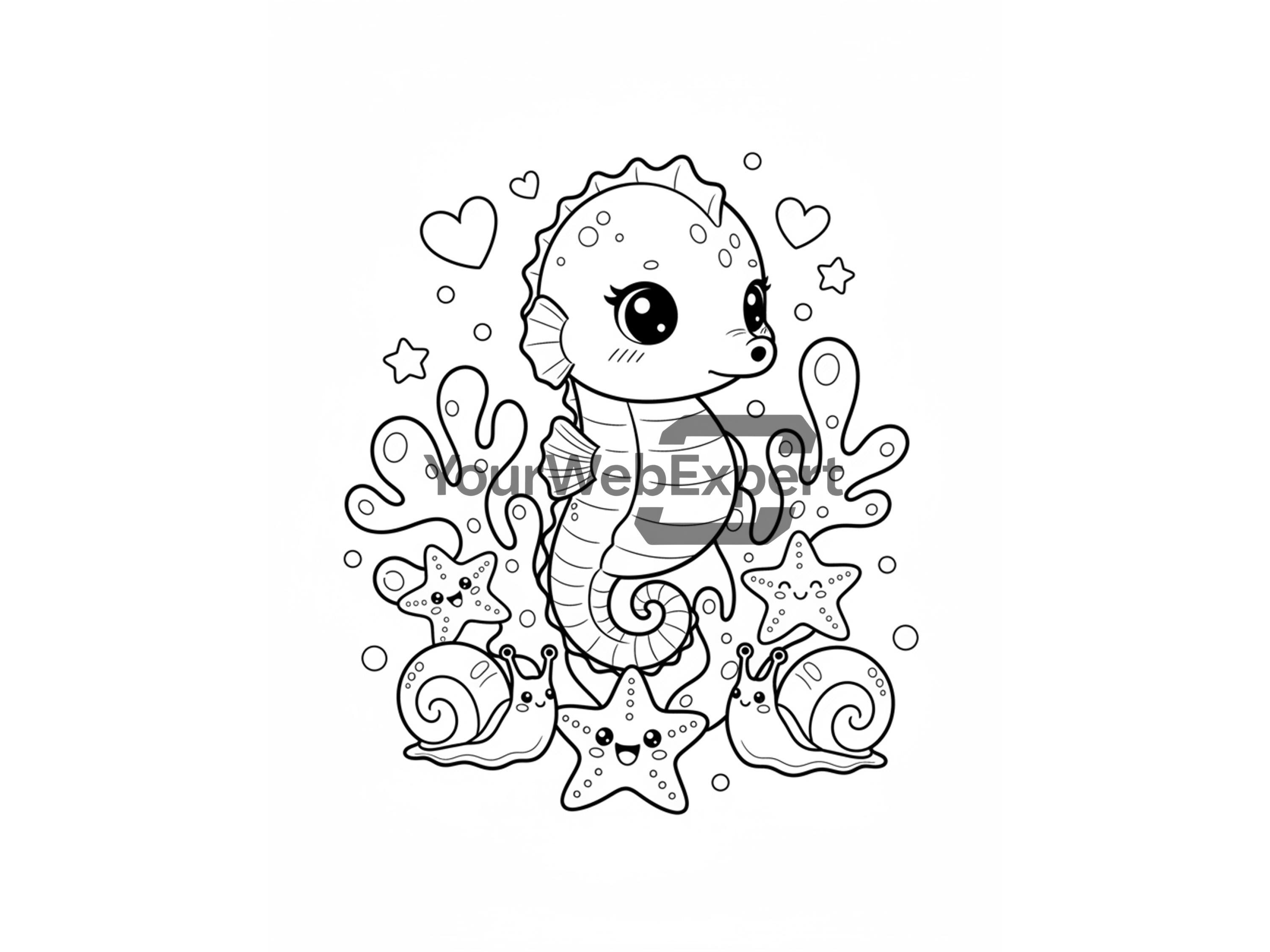 Ocean Animals Coloring Book for Kids - 30 Printable Pages - Instant ...