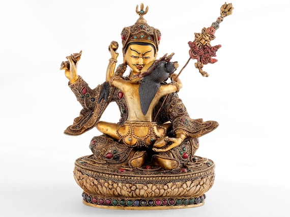 Padmasambhava Yab-yum Statue: Gold- and Silver-plated