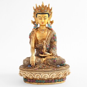 Akshobhya Buddha Statue (Mitrugpa) – Buddhist Figure with Filigree (8")