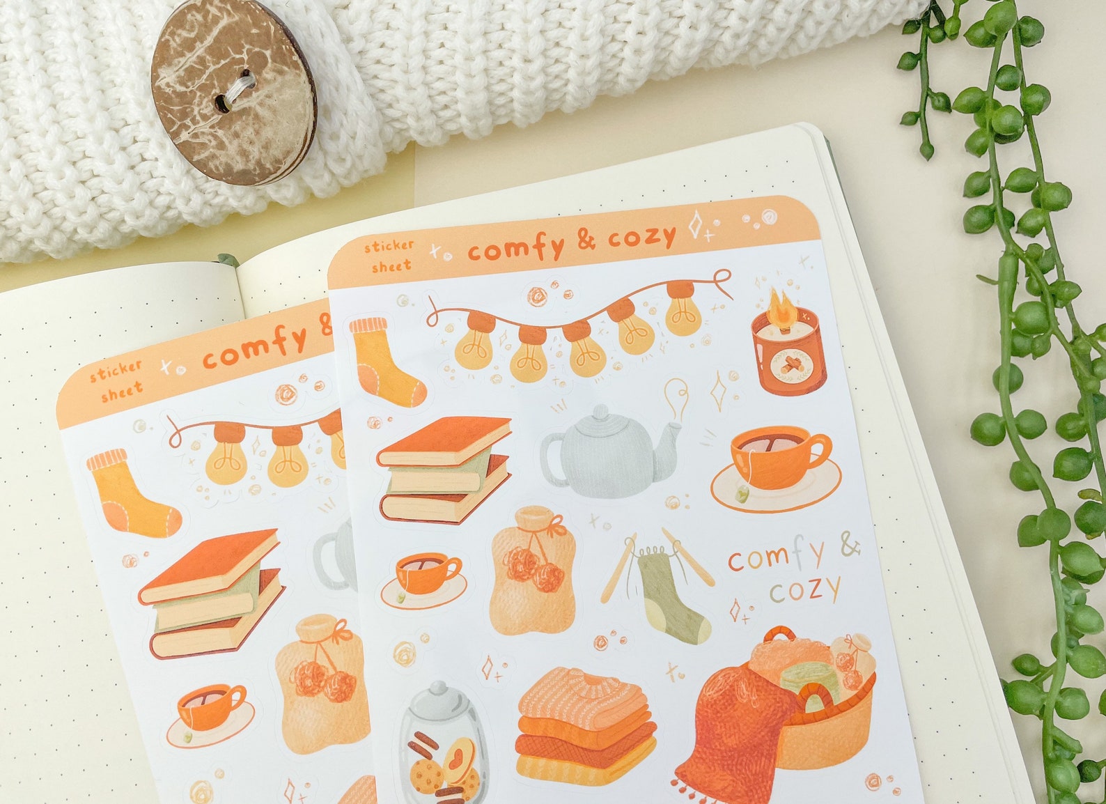 Comfy & Cozy Sticker Sheet Cute Fall/Autumn Hygge Sticker | Etsy