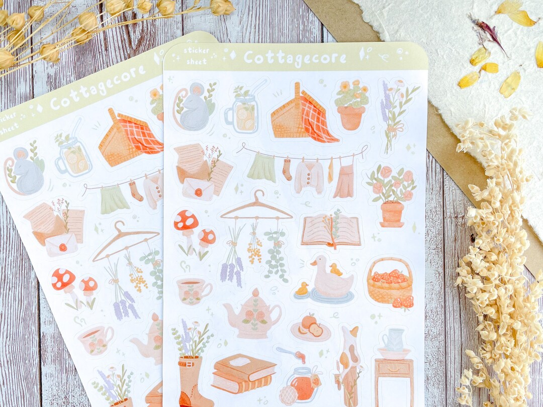 Cottagecore Sticker Sheet Floral Planner Stickers Cute - Etsy