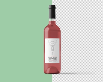 Pink Wine Bottle Mockup with Transparent Background