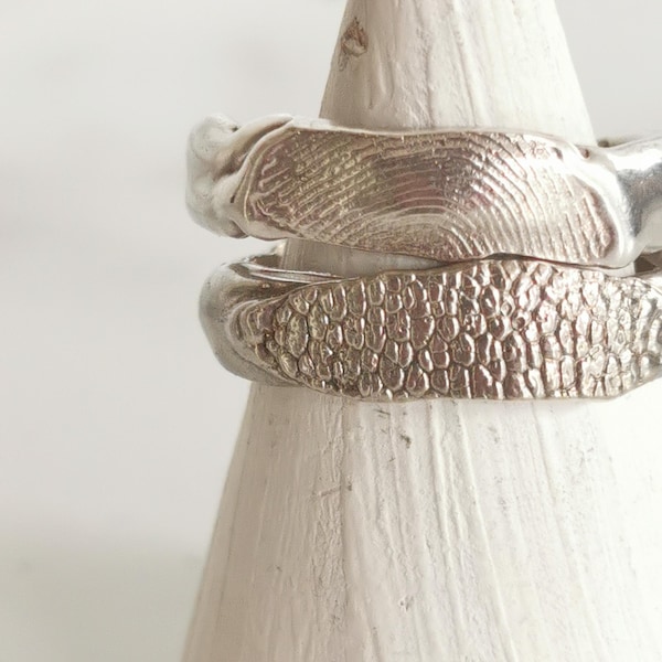 Lasting imprints- 925 sterling silver dog nose - cat nose - paw print- fingerprint ring