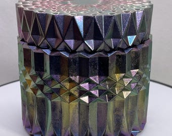 Handcrafted Diamond Cut Resin Jar/containerw with lid/ vanity storage/ stash jar