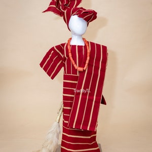Aso oke Iro and buba set for a one (1) year old girl.