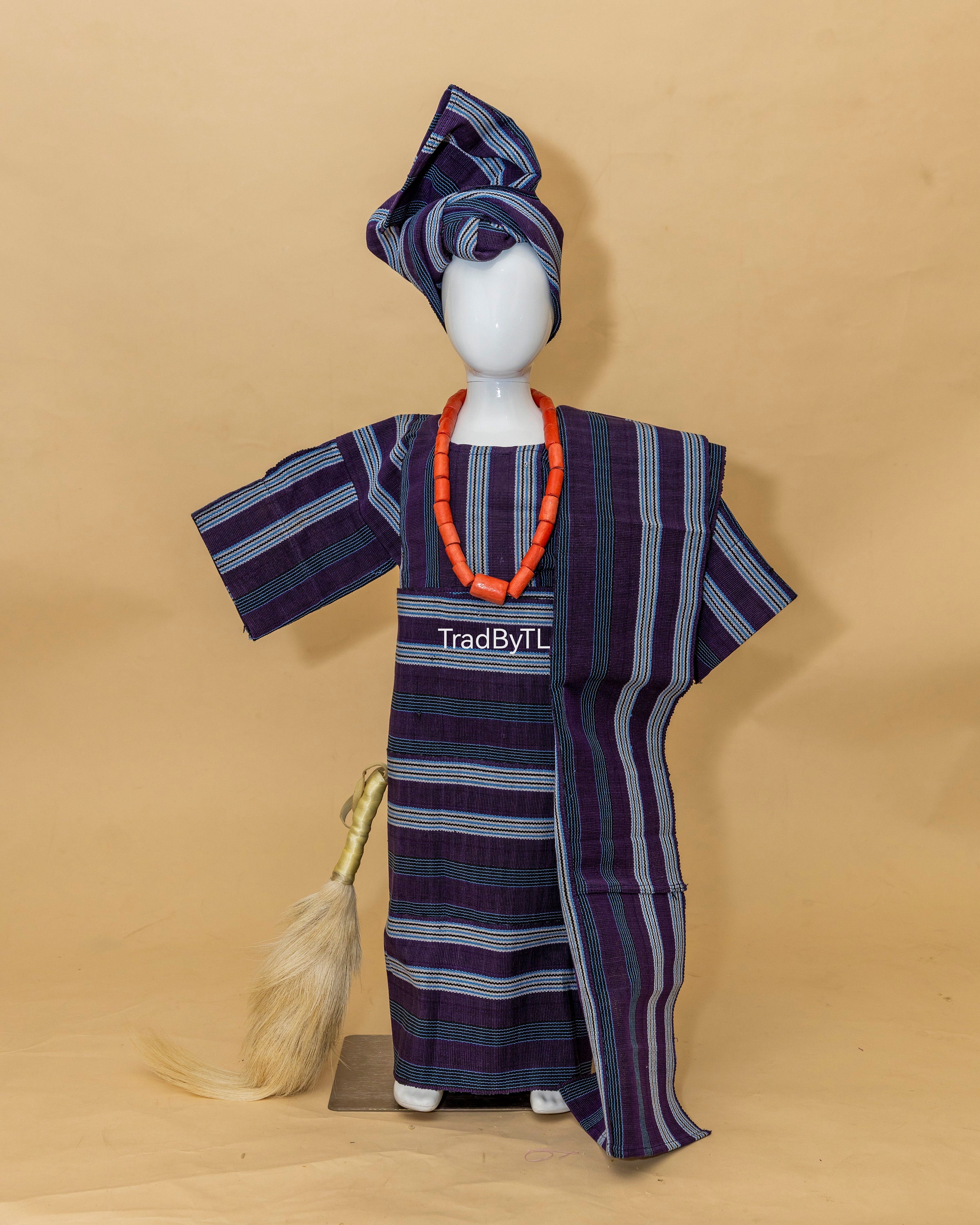 Aso oke Iro and buba set for a one (1) year old girl.