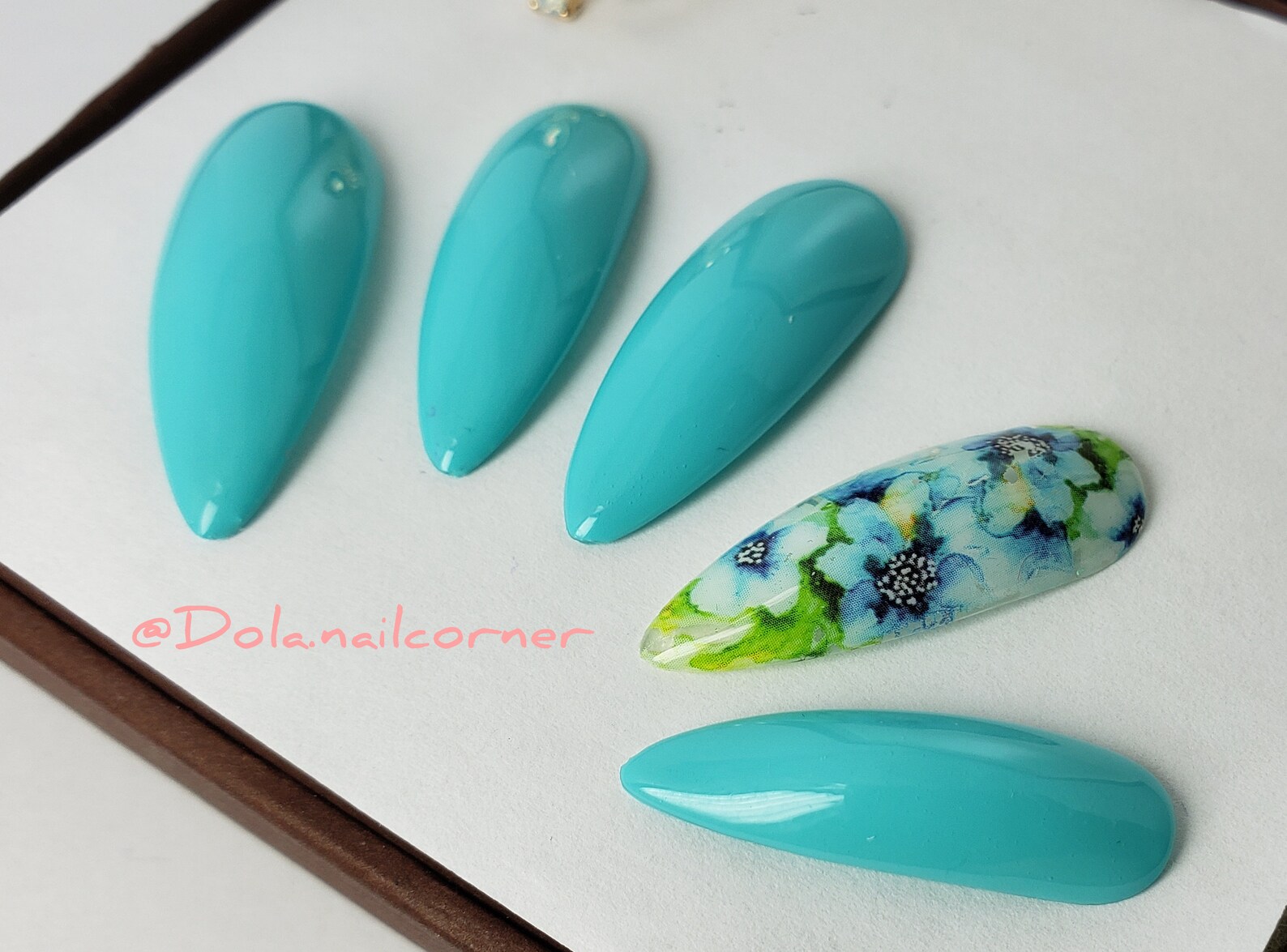 Sky Garden Blue Flowers Luxury Press on Nails Set 10 Nails - Etsy