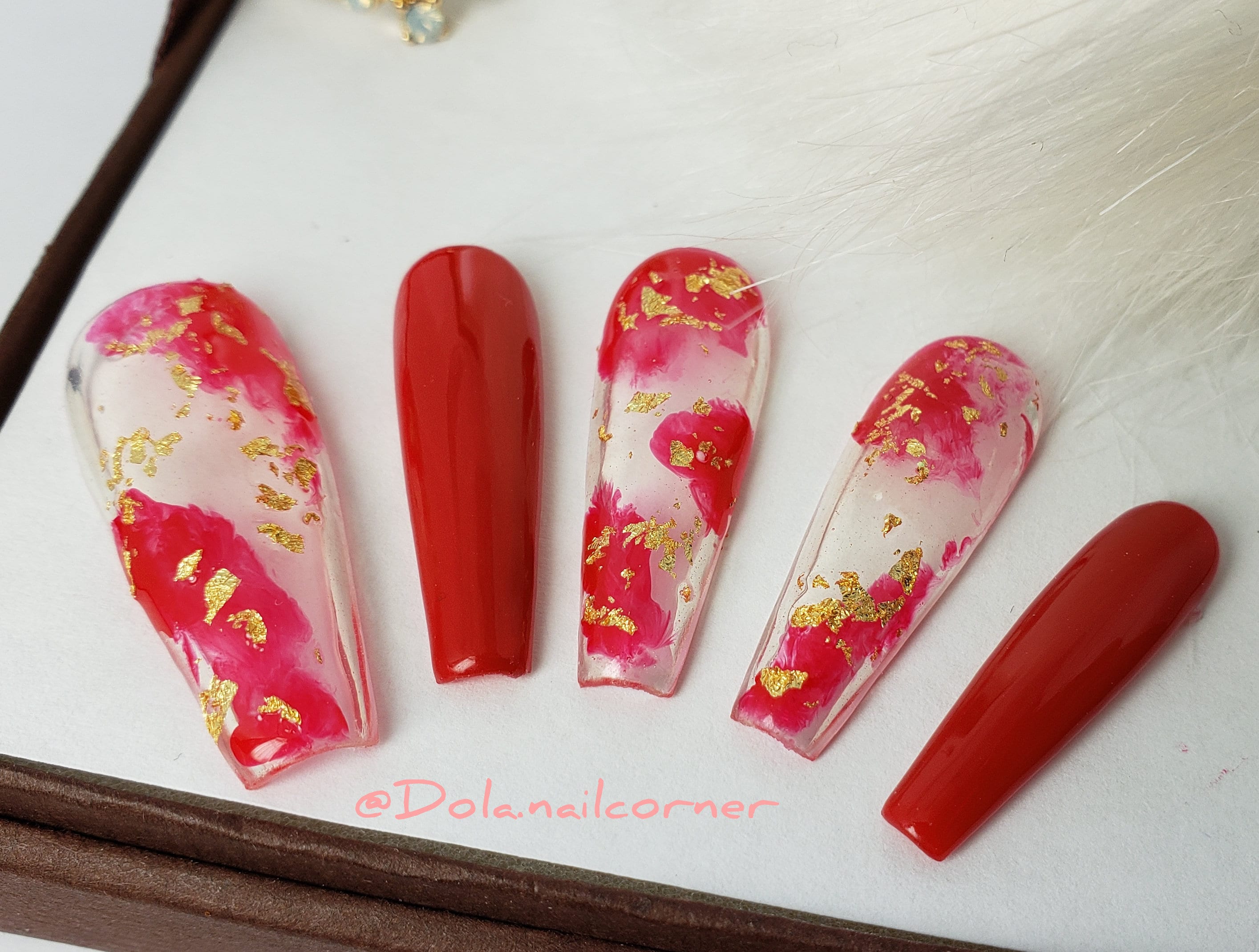 Kimmy Red Set 10 nails Luxury Press-on Nails Nails | Etsy