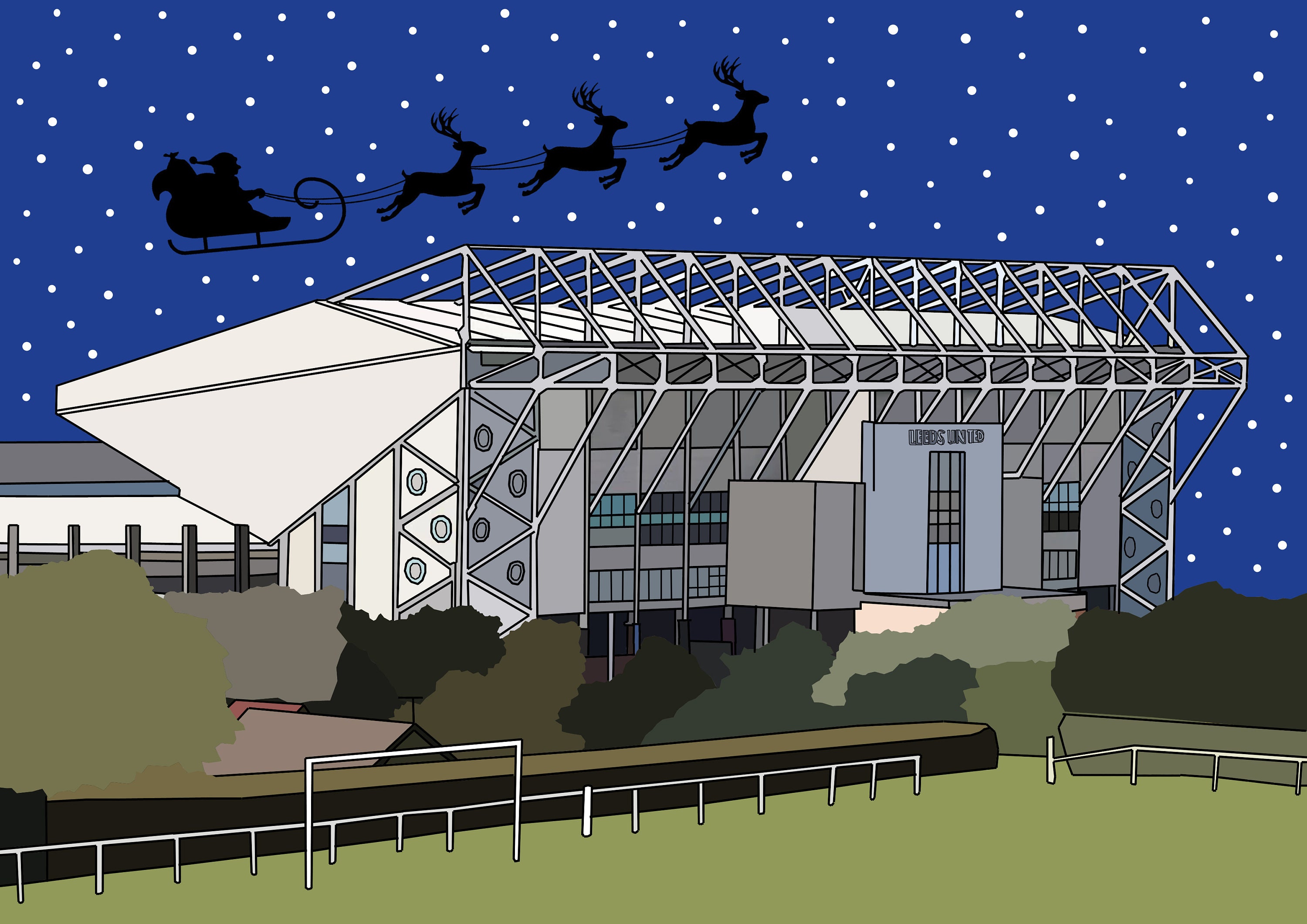 Leeds United Elland Road Christmas Card Etsy UK