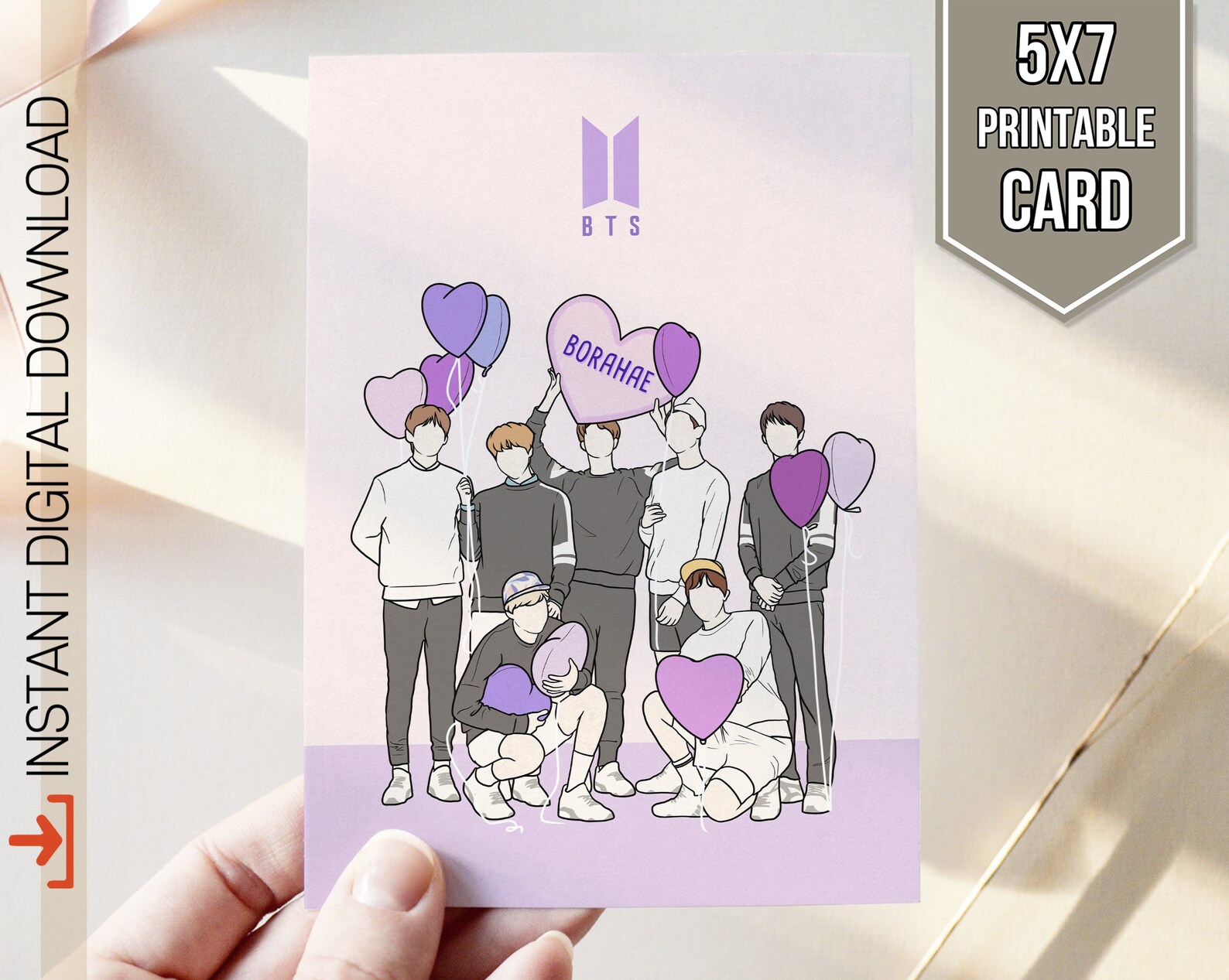 BTS Borahae Card Bts Printable Card Bts I Purple You Card Etsy