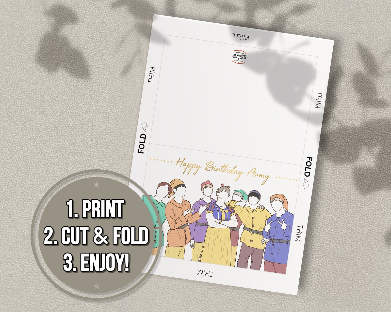 BTS Birthday Card BTS Printable Card BTS Digital Download | Etsy