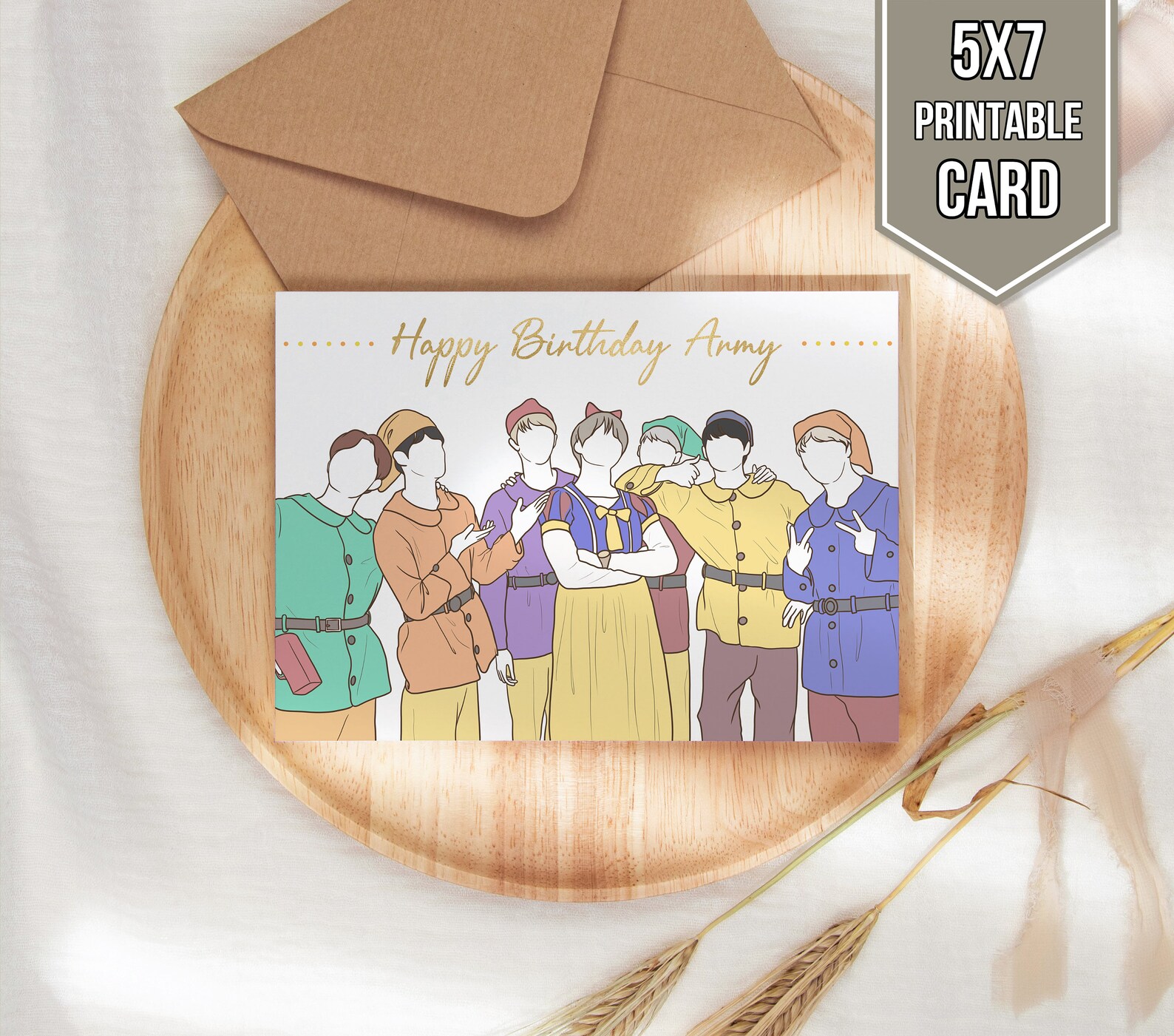 BTS Birthday Card BTS Printable Card BTS Digital Download | Etsy