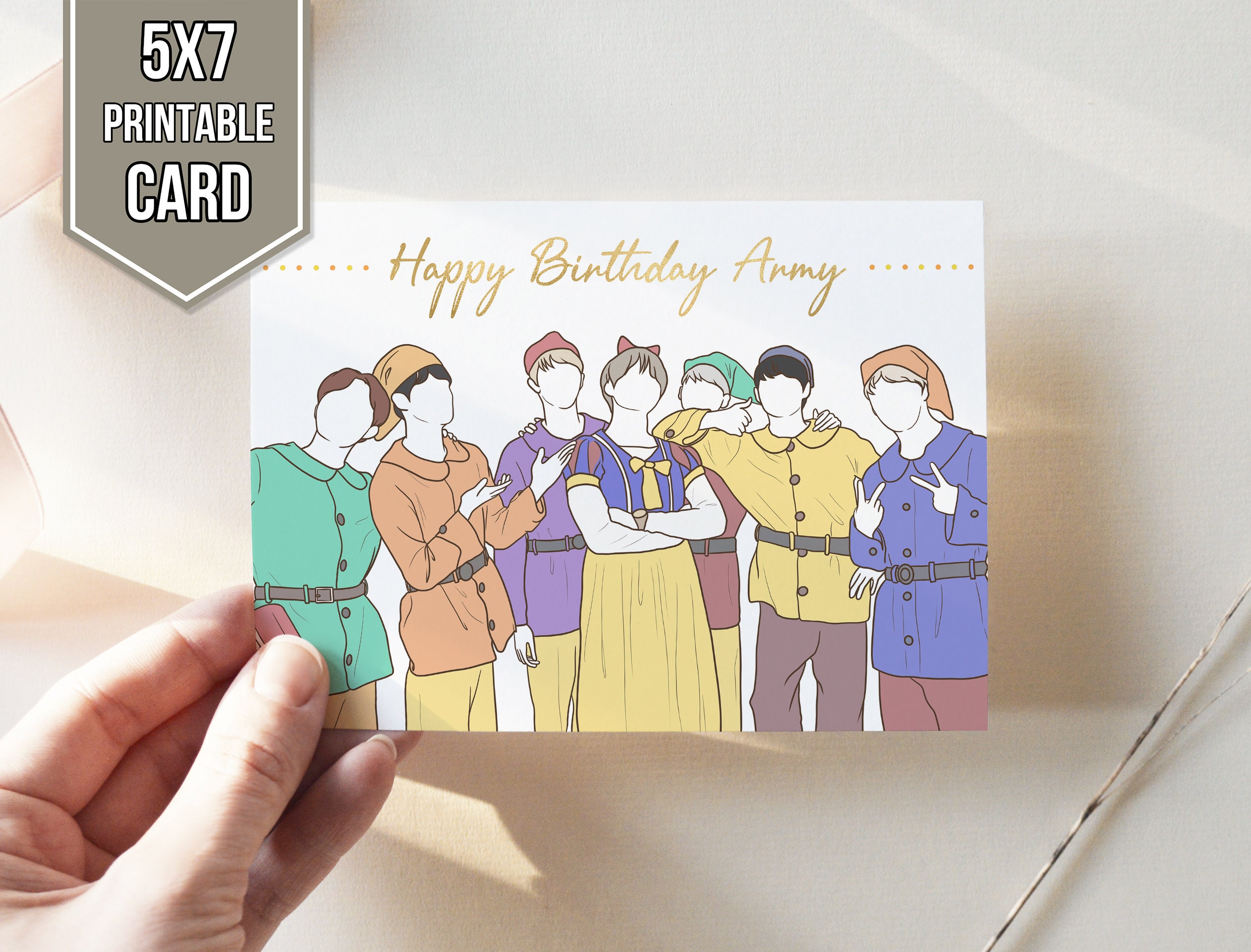 BTS Birthday Card BTS Printable Card BTS Digital Download | Etsy