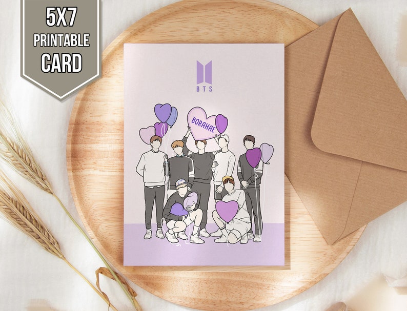 BTS Borahae Card Bts Printable Card Bts I Purple You Card | Etsy
