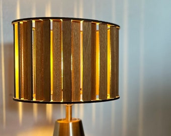 Wooden Drum Lampshade - Natural Wood - Eco Friendly - Warm Lighting - Walnut Spruce Mahogany - Mood Lighting - Table Ceiling Bedside Lamp