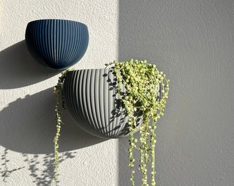 ELKE KLEUR Wandgemonteerde plantenpot - Gecanneleerd - Plantaardig - 3D geprint - Huishoudartikelen - Geribbeld - Eco-vriendelijk - Thuiskantoor - Gebogen - Modern