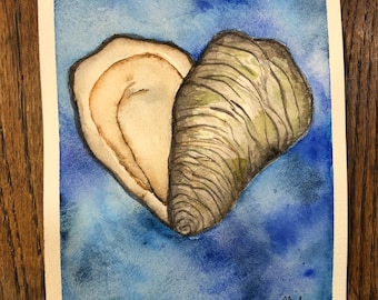 Awe Shucks! Oyster Heart Water Color – Original Made to Order
