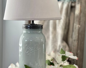 Table Lighting Quart Mason Jar Lamp with Bulb Tabletop Lamp 7\u201d Mason Jar Lamp
