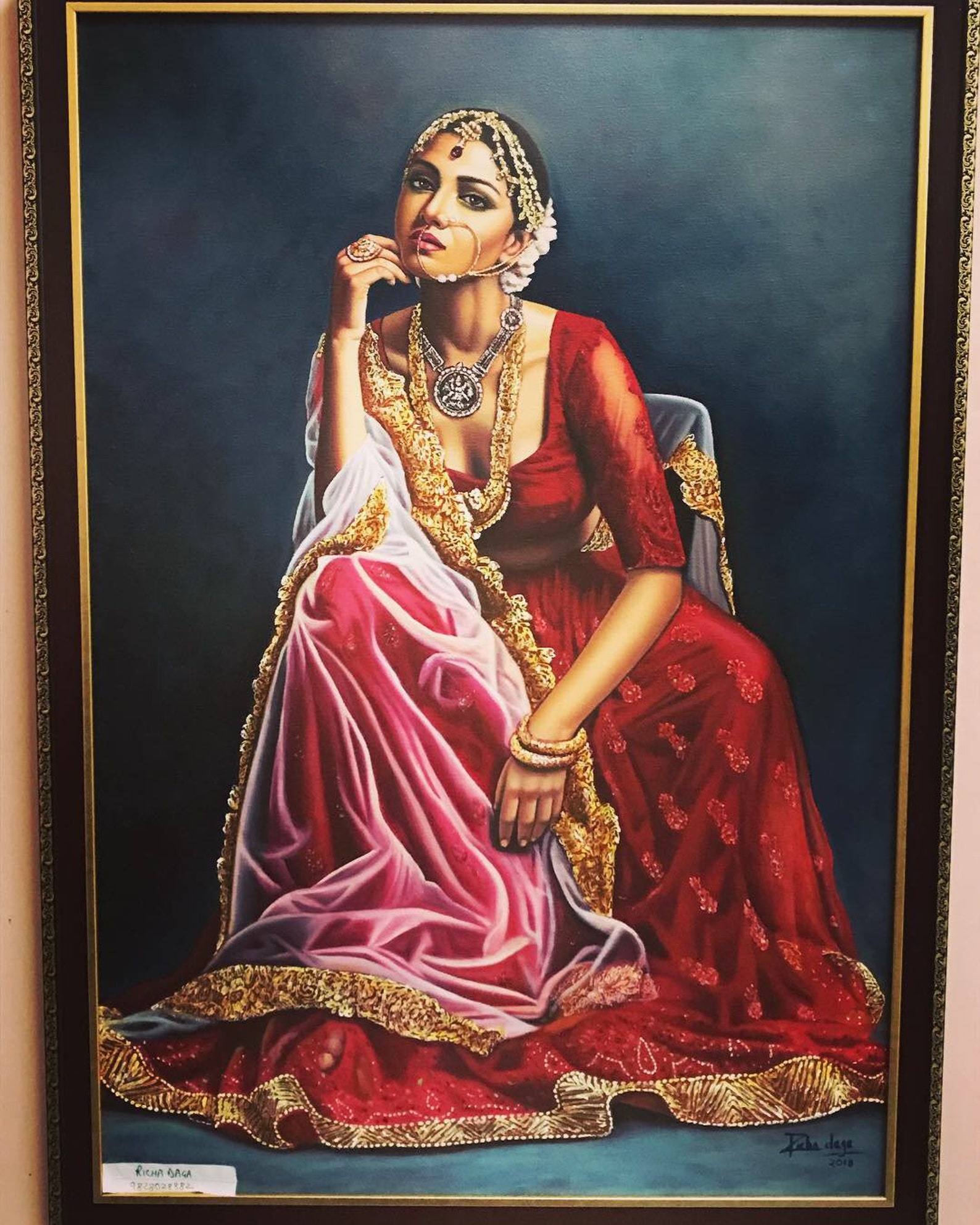 Indian Lady Sitting Casually..oil on Canvas - Etsy