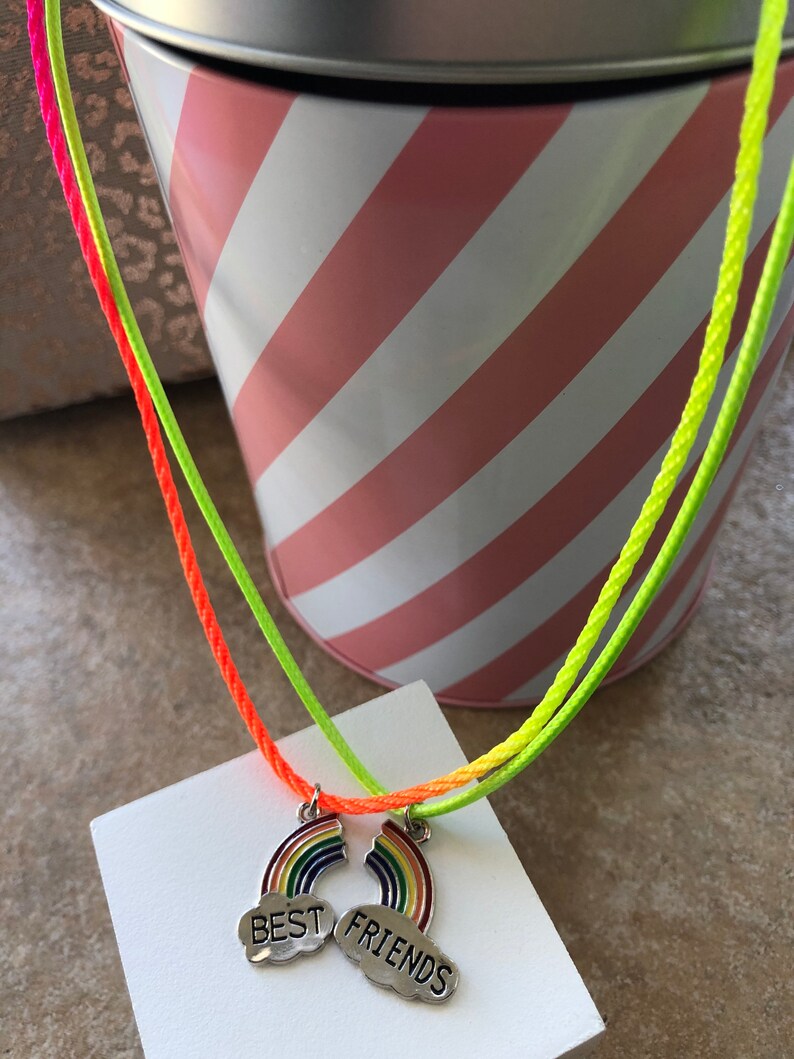 Best friend necklace Lockdown gift Rainbow best friend necklace Stocking filler BFF gifts Little girls gift. Care gift