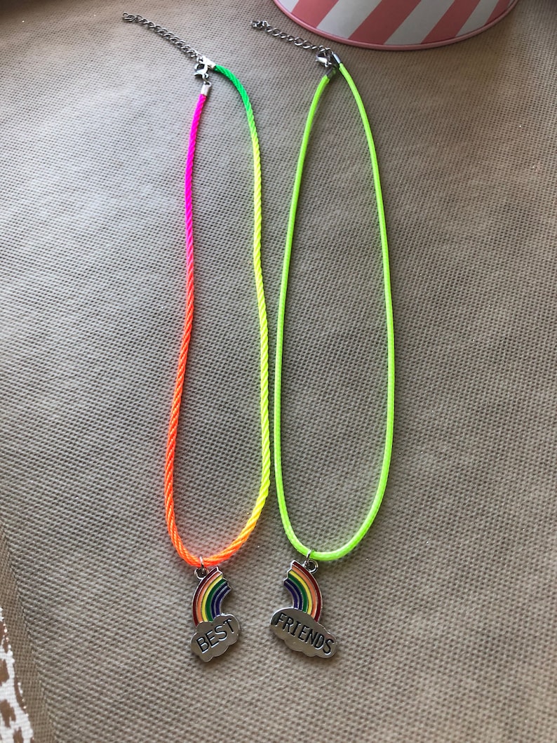 Best friend necklace Lockdown gift Rainbow best friend necklace Stocking filler BFF gifts Little girls gift. Care gift