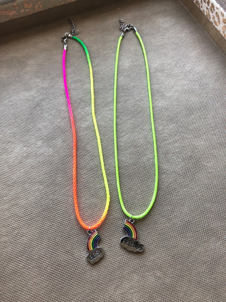 Best friend necklace Lockdown gift Rainbow best friend necklace Stocking filler BFF gifts Little girls gift. Care gift