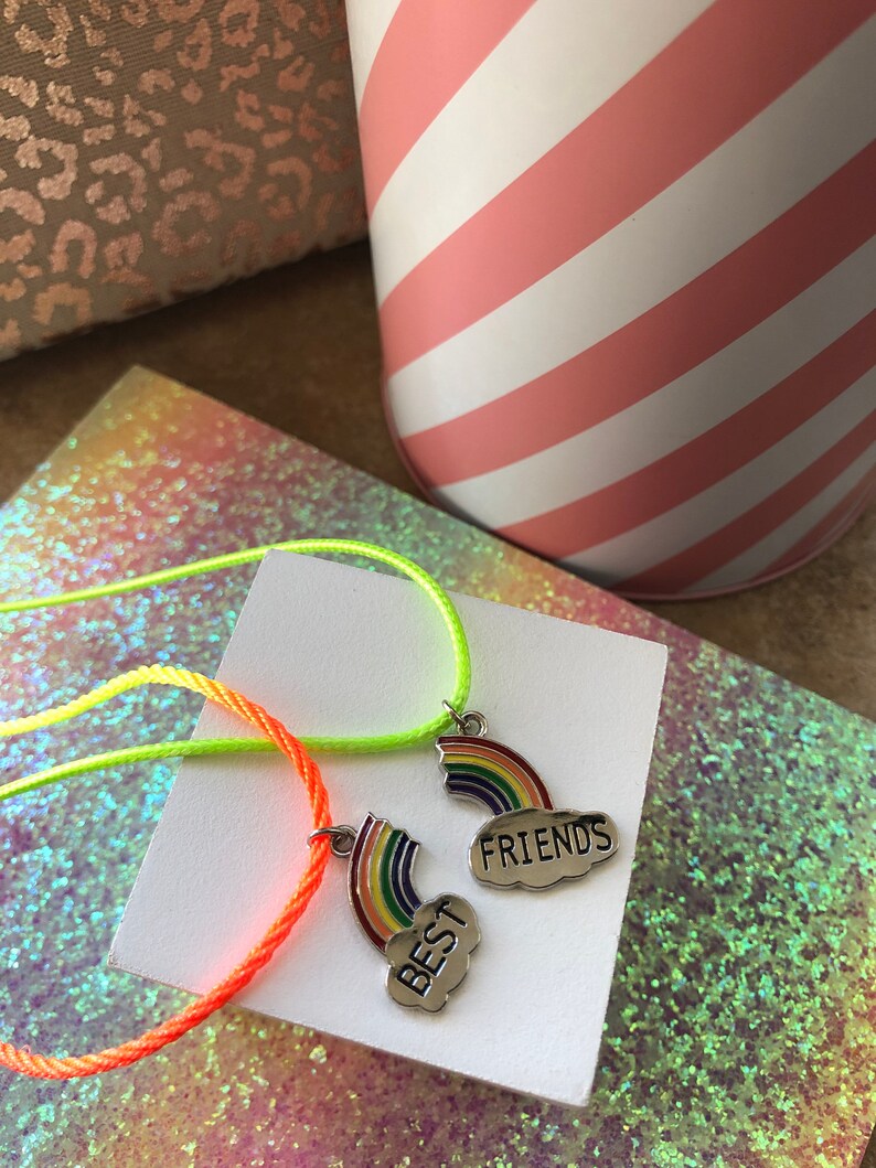 Best friend necklace Lockdown gift Rainbow best friend necklace Stocking filler BFF gifts Little girls gift. Care gift