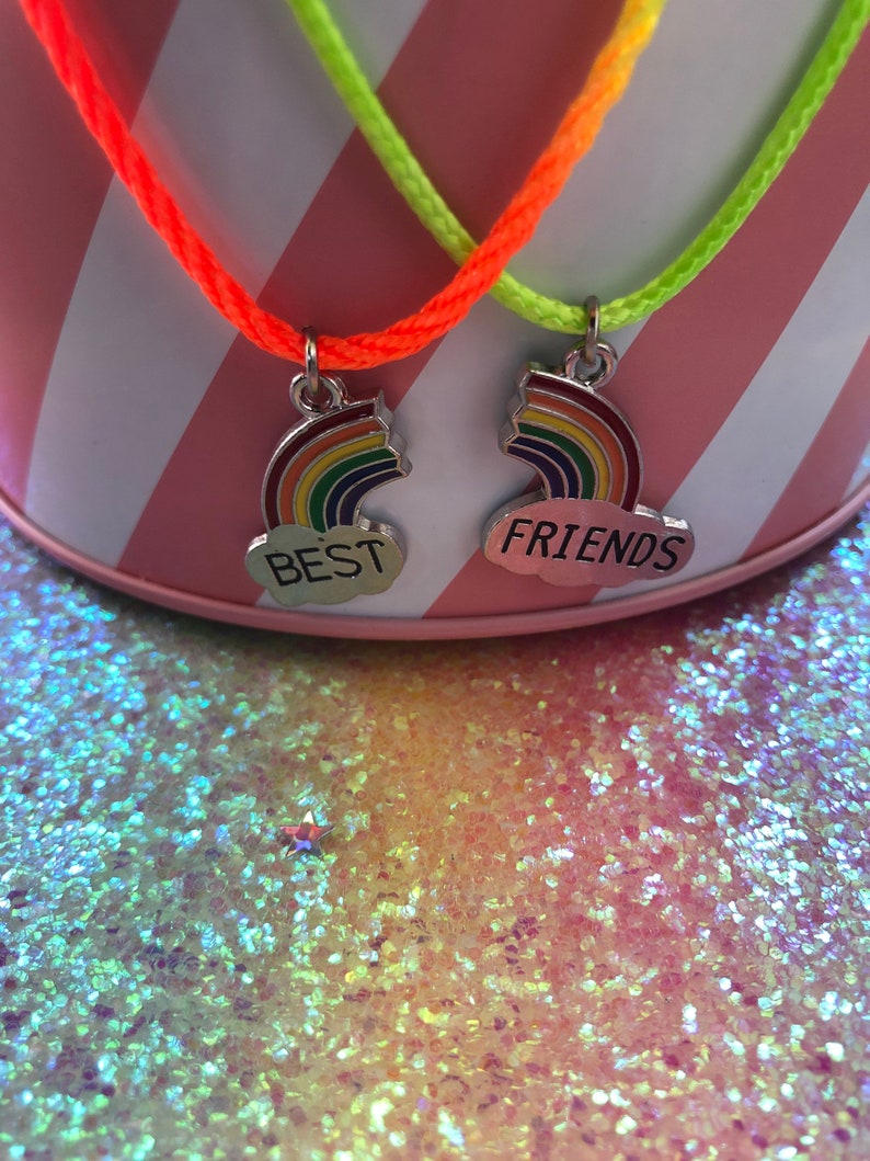 Best friend necklace Lockdown gift Rainbow best friend necklace Stocking filler BFF gifts Little girls gift. Care gift