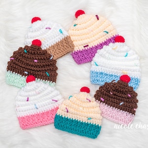 Baby Cupcake Hat, Newborn Cupcake Hat, Cupcake Beanie, Ice Cream Hat, Photo Prop, Baby Hat, Baby Shower Gift, Baby Gift