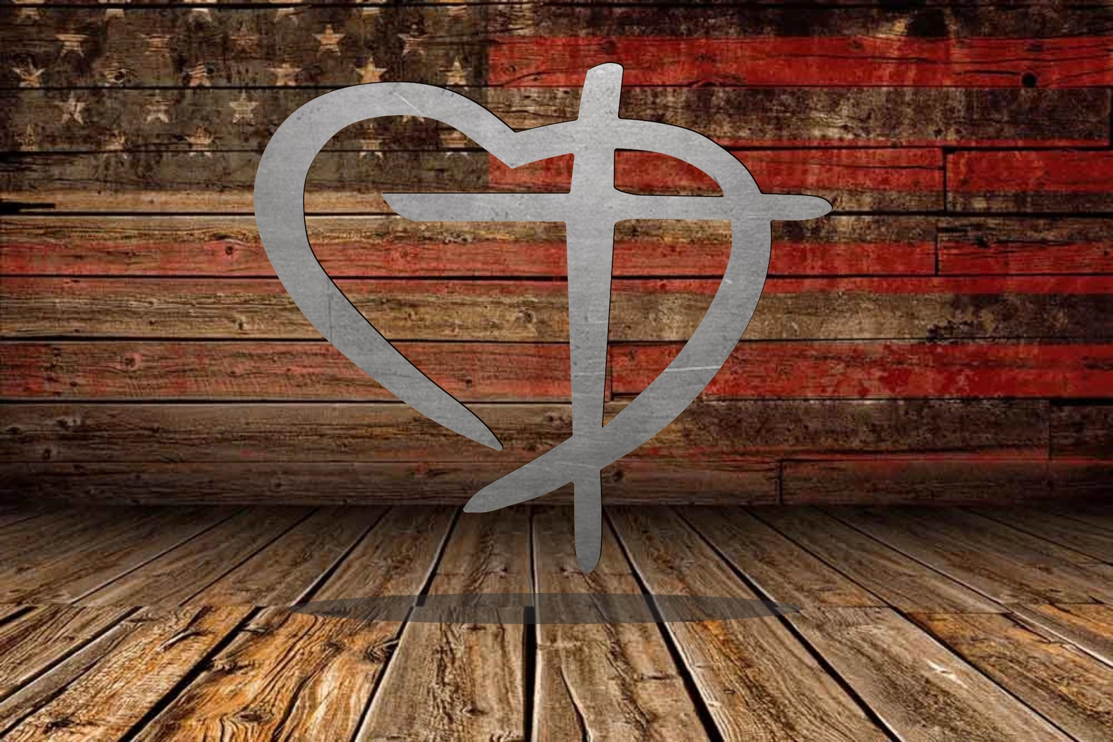Cross Heart Wall Art Sign Quote Steel Metal Rustic Farmhouse Etsy