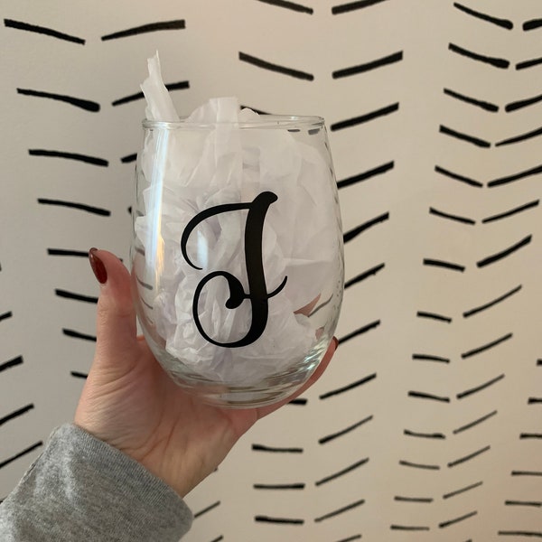 Initial Wine Glasses Etsy
