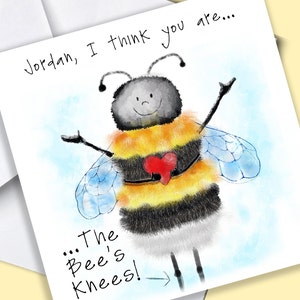 Personalizzato You Are the Bee's Knees Card, Bee Card, Thank You Card, Congratulations Card, Birthday Card, Well Done Card