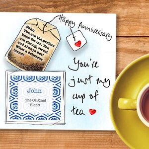 Biglietto di anniversario personalizzato per il marito, sei solo la mia tazza di tè, eccentrico, originale
