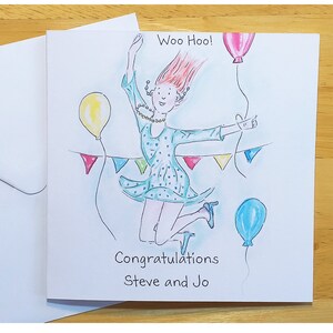 Cartão personalizado, parabéns, casamento, noivado, aniversário, cartão original, presente, ilustração original