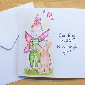 Tarjeta de hadas, Teddy, cuento de hadas, Envío de amor, regalo, ilustración original