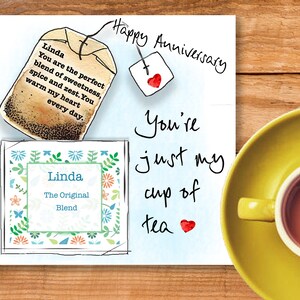 Personalised Anniversary card for wife, anniversary gift for her, You're just my cup of tea, quirky, original