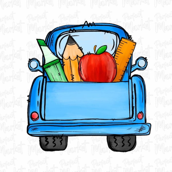 Back To School Truck Png, School Cut Files, Old Truck Png, Monogram Png, Kids Png,First Day of School Png,Boys 1st day clipart