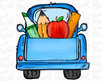 Back To School Truck Png, School Cut Files, Old Truck Png, Monogram Png, Kids Png,First Day of School Png,Boys 1st day clipart